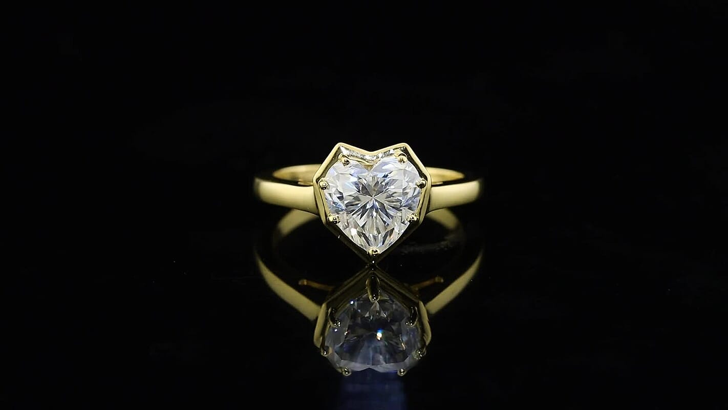 D'Joy Moissanite (Hrt 9mm) Fancy Ring in 18K Vermeil YG Over Sterling Silver (Size 10.0) 3.00 ctw 8673787