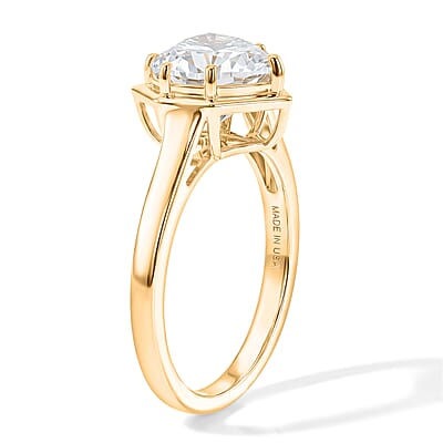 D'Joy Moissanite 3.00 ctw Heart of Brilliance Ring in 18K Vermeil Yellow Gold Over Sterling Silver (Size 10.0)