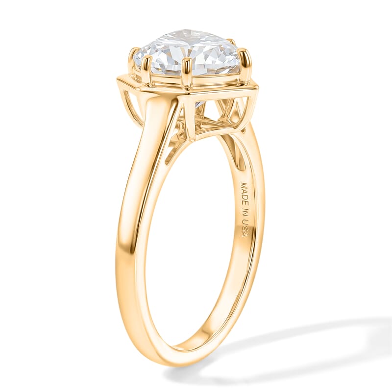 D'Joy Moissanite 3.00 ctw Heart of Brilliance Ring in 18K Vermeil Yellow Gold Over Sterling Silver (Size 10.0)