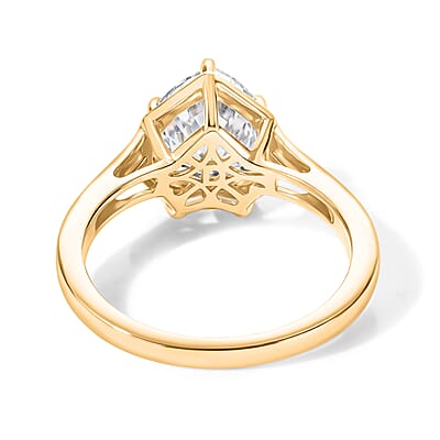 D'Joy Moissanite 3.00 ctw Heart of Brilliance Ring in 18K Vermeil Yellow Gold Over Sterling Silver (Size 10.0)