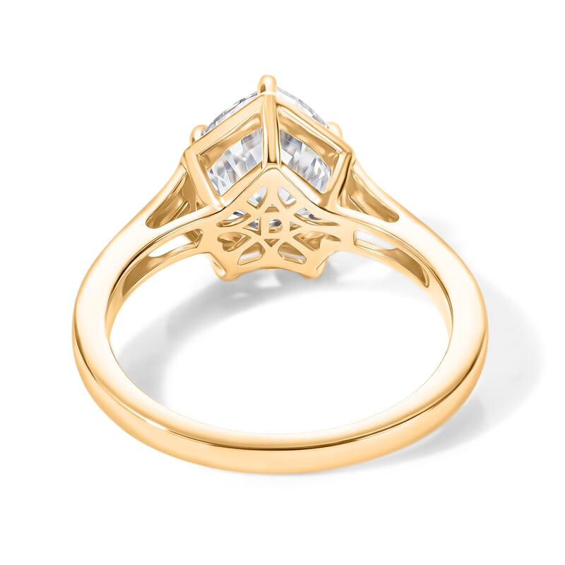D'Joy Moissanite 3.00 ctw Heart of Brilliance Ring in 18K Vermeil Yellow Gold Over Sterling Silver (Size 10.0)