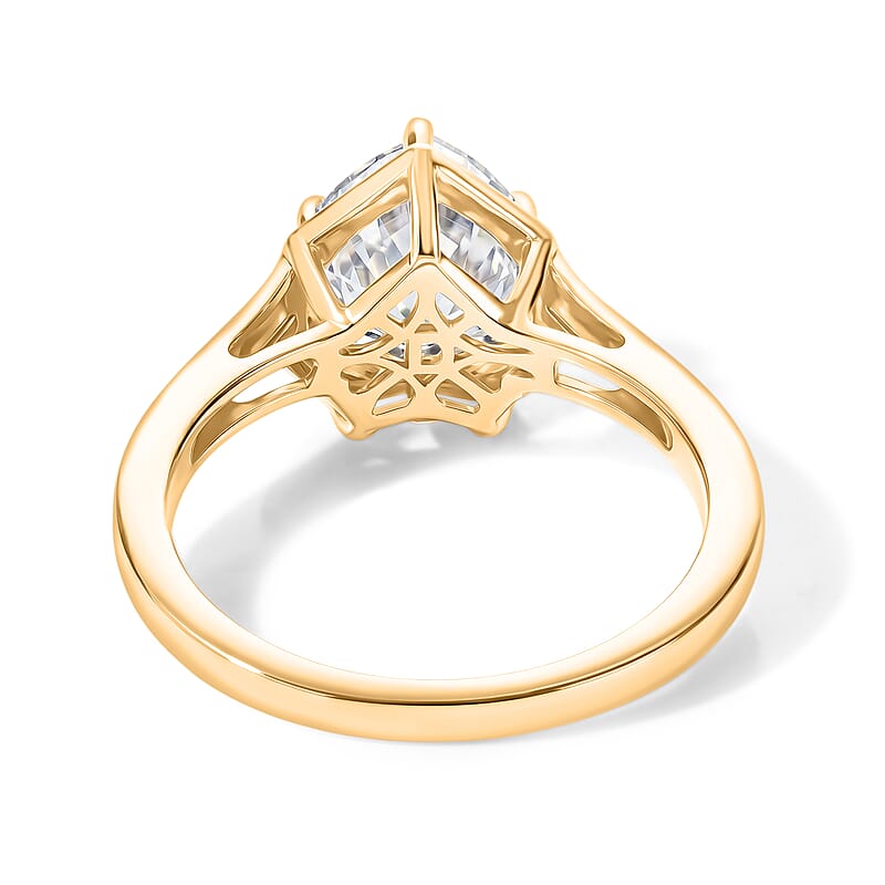 D'Joy Moissanite 3.00 ctw Heart of Brilliance Ring in 18K Vermeil Yellow Gold Over Sterling Silver (Size 10.0)