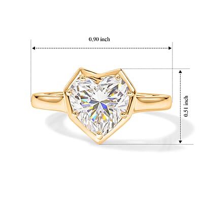 D'Joy Moissanite 3.00 ctw Heart of Brilliance Ring in 18K Vermeil Yellow Gold Over Sterling Silver (Size 10.0)