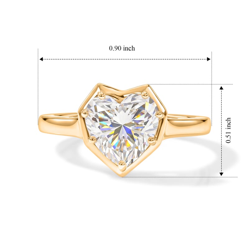 D'Joy Moissanite 3.00 ctw Heart of Brilliance Ring in 18K Vermeil Yellow Gold Over Sterling Silver (Size 10.0)