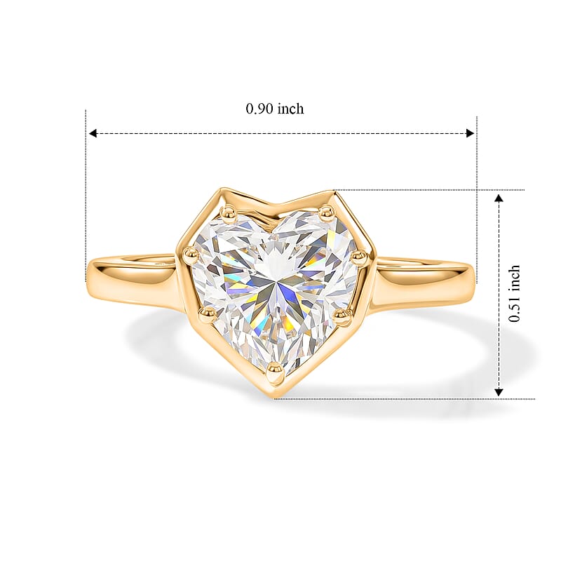 D'Joy Moissanite 3.00 ctw Heart of Brilliance Ring in 18K Vermeil Yellow Gold Over Sterling Silver (Size 10.0)