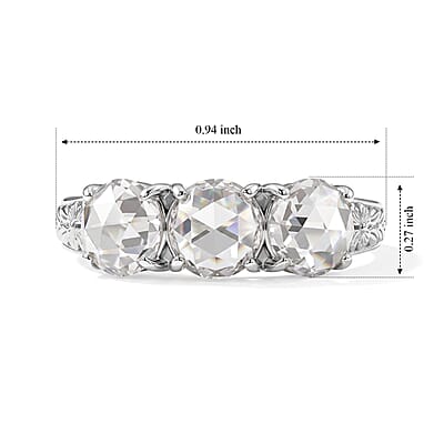 EverTrue Simulated Diamond 3 Stone Ring in Stainless Steel (Size 5.0)