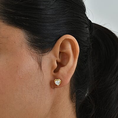 D'Joy Moissanite 1.65 ctw Heart of Brilliance Earrings in 18K Vermeil Yellow Gold Over Sterling Silver