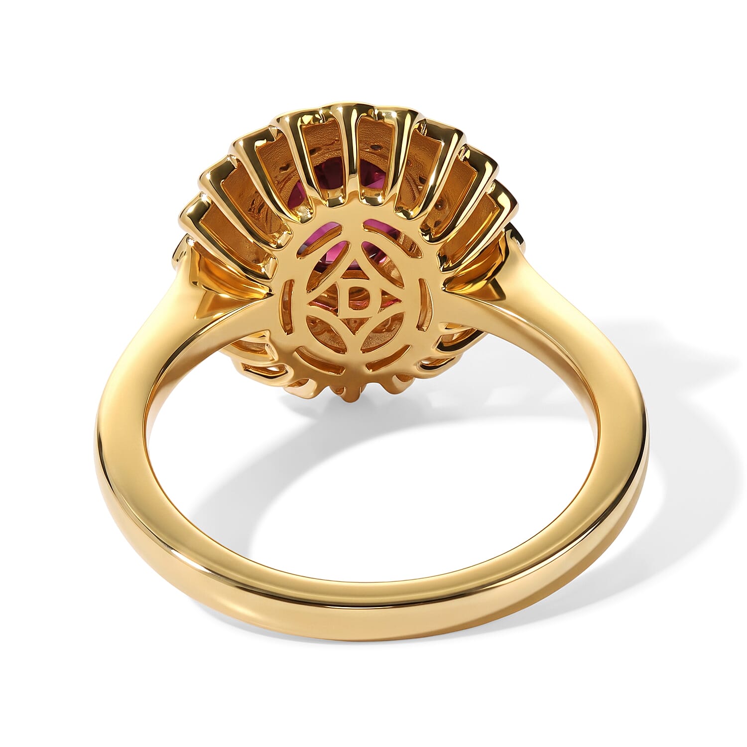 D'Joy Premium Orissa Rhodolite Garnet and Moissanite 1.70 ctw Blush Bloom Ring in 18K Vermeil Yellow Gold Over Sterling Silver (Size 6.0)