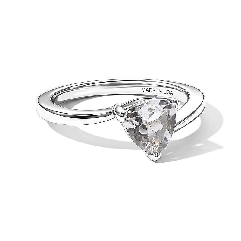 D'Joy White Topaz 1.30 ctw Solitaire Ring in Platinum Over Sterling Silver (Size 7.0)