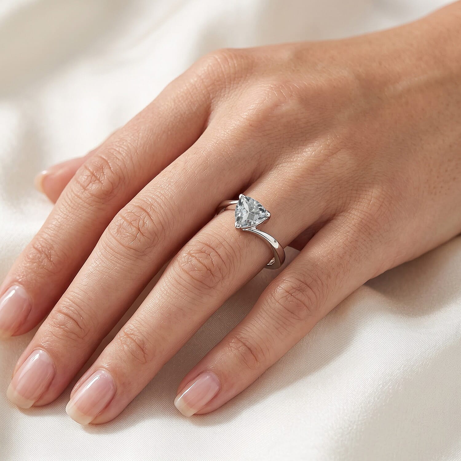 D'Joy White Topaz 1.30 ctw Solitaire Ring in Platinum Over Sterling Silver (Size 7.0)