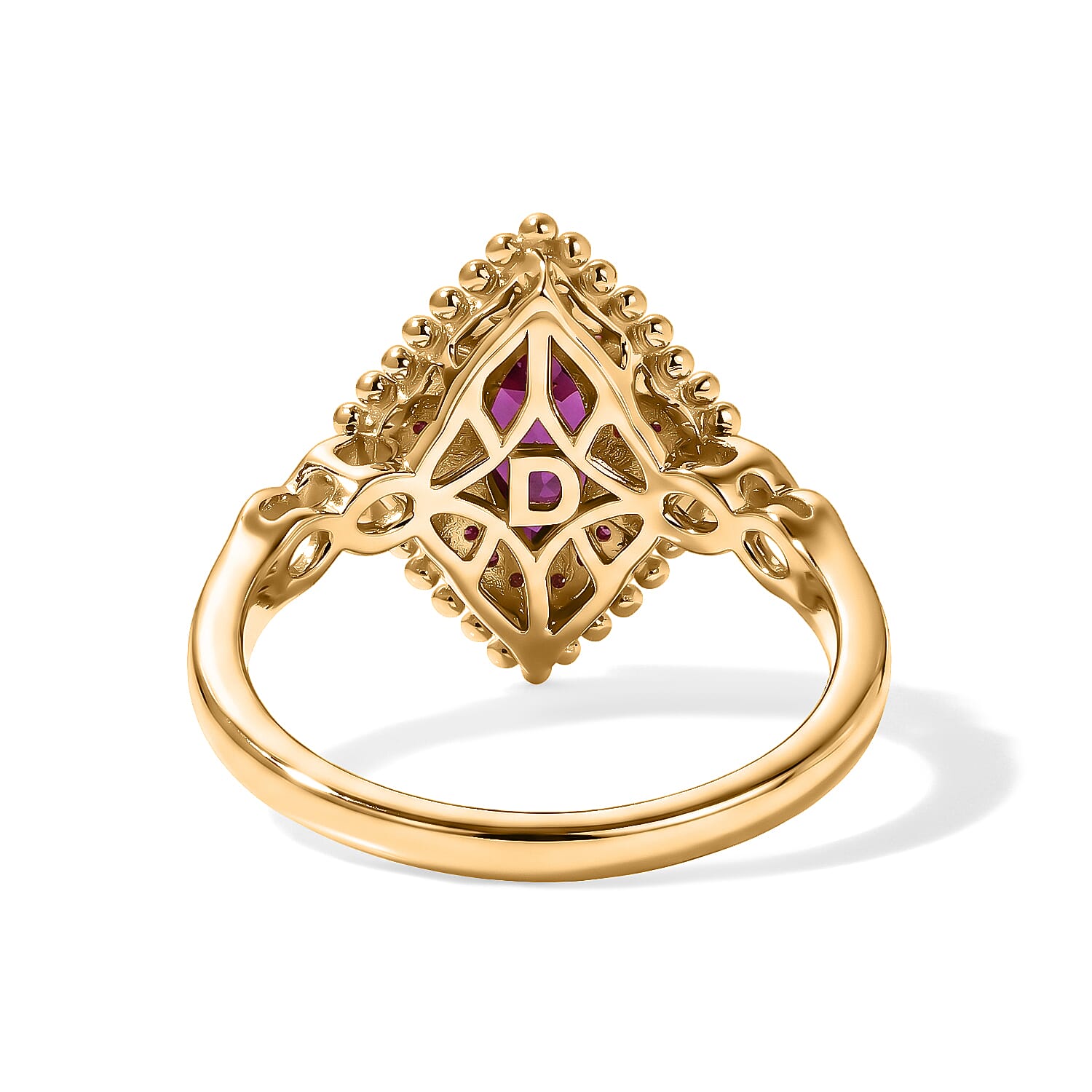 D'Joy Premium Orissa Rhodolite Garnet and Moissanite 1.40 ctw Gilded Wine Ring in 18K Vermeil Yellow Gold Over Sterling Silver (Size 5.0)