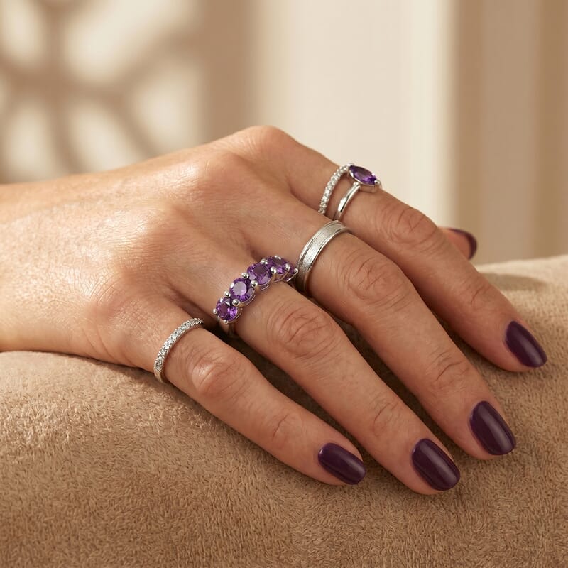 Amethyst Ring in Sterling Silver (Size 7.0)