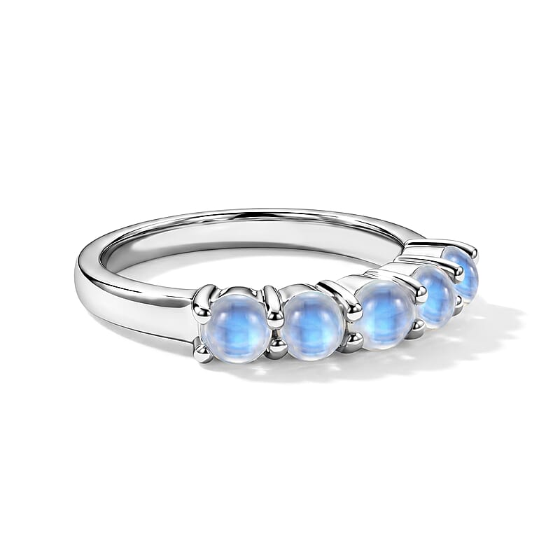 Five Sphere Moonstone 1.25 ctw Ring in Sterling Silver (Size 8)