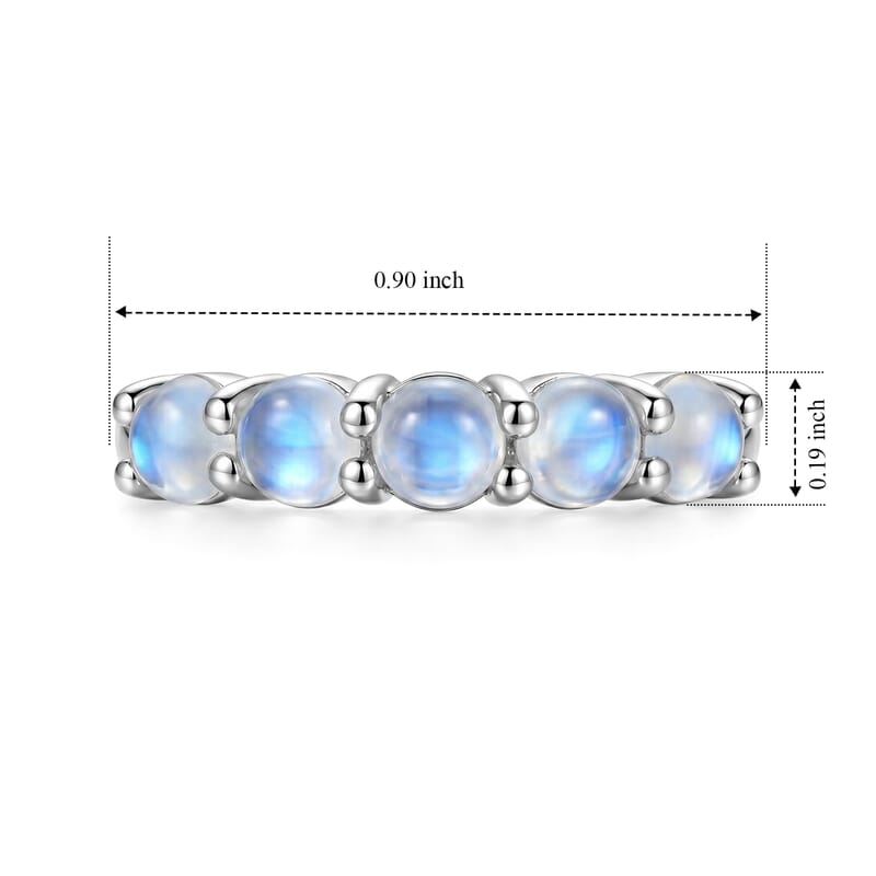 Five Sphere Moonstone 1.25 ctw Ring in Sterling Silver (Size 8)
