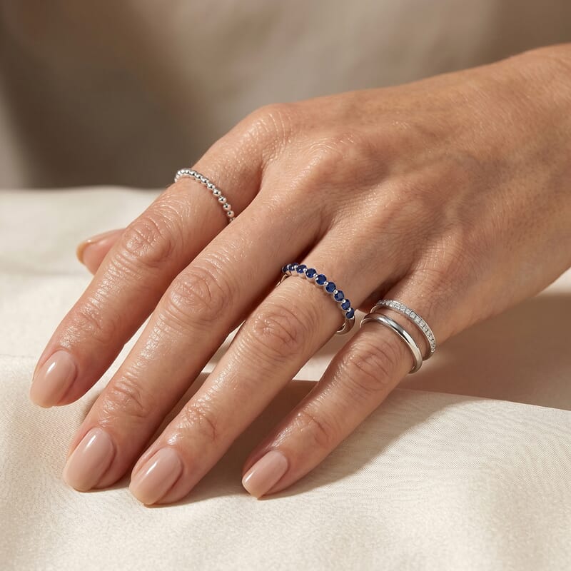 Simulated Blue Diamond Ring in Sterling Silver (Size 7.0)