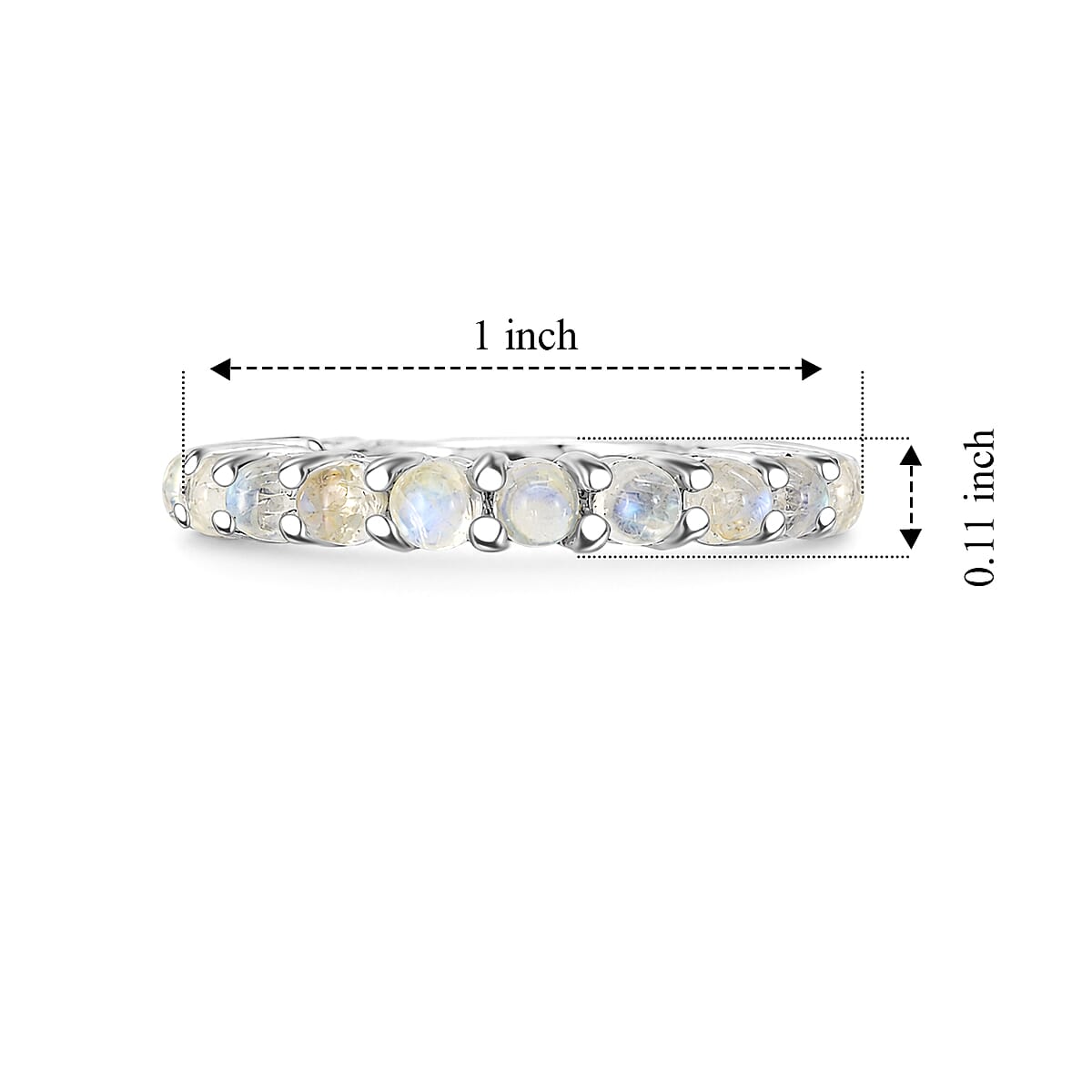 Whtie Moonstone 1.65 ctw Ring in Sterling Silver (Size 7.0) image number 4