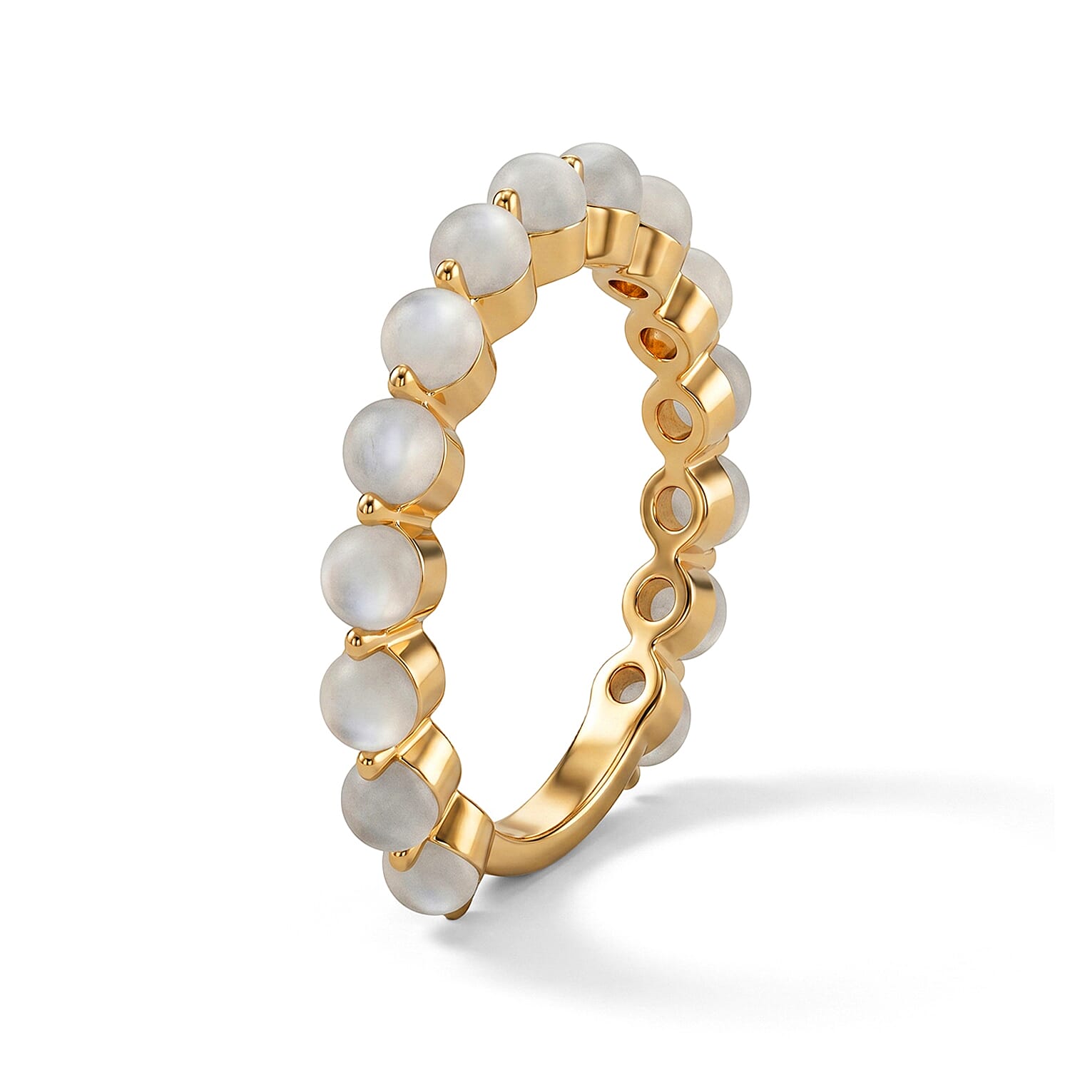 Whtie Moonstone 1.65 ctw Ring in 14K Yellow Gold Over Sterling Silver (Size 7.0)