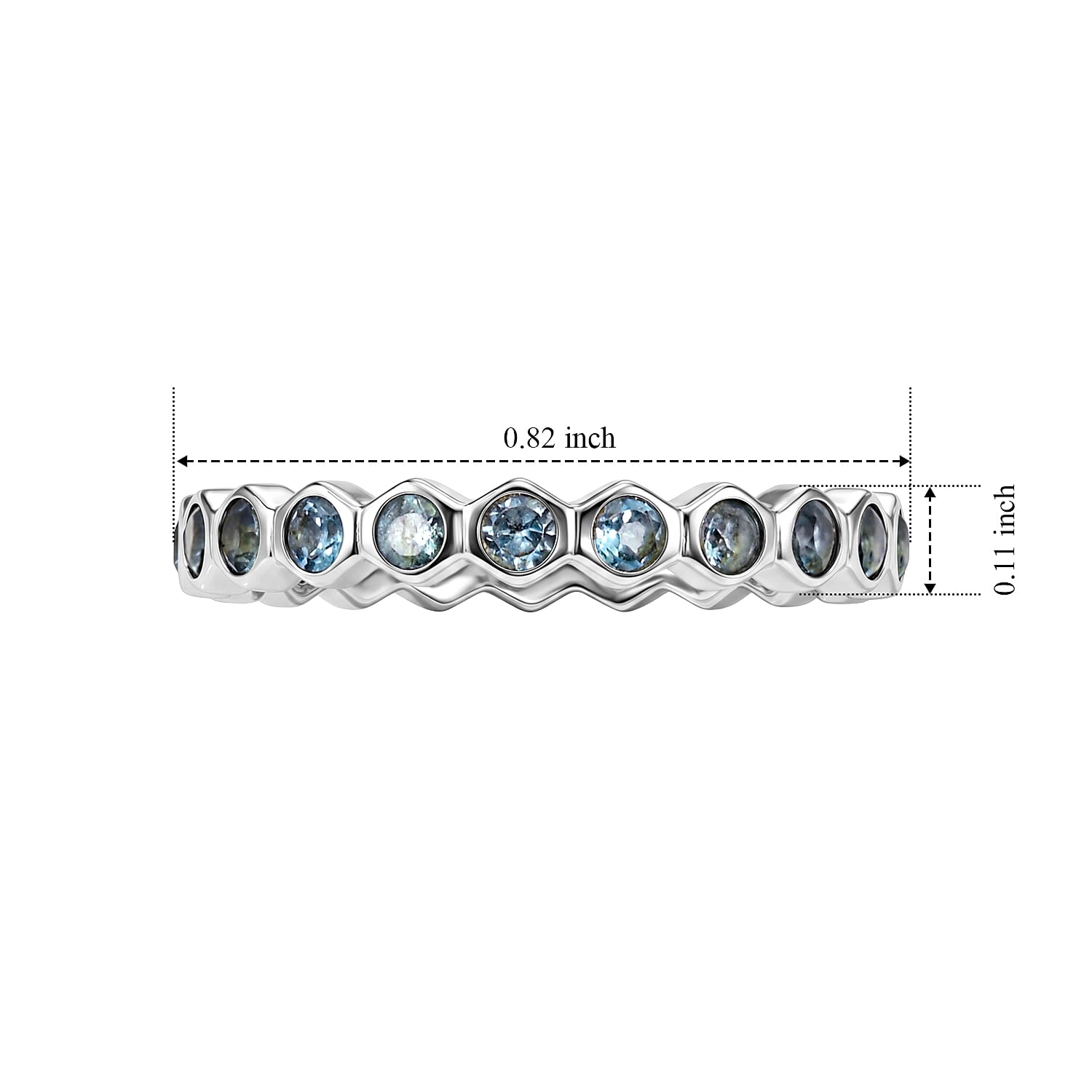 Blue Topaz 0.30 ctw Eternity Ring in Sterling Silver (Size 5.0)