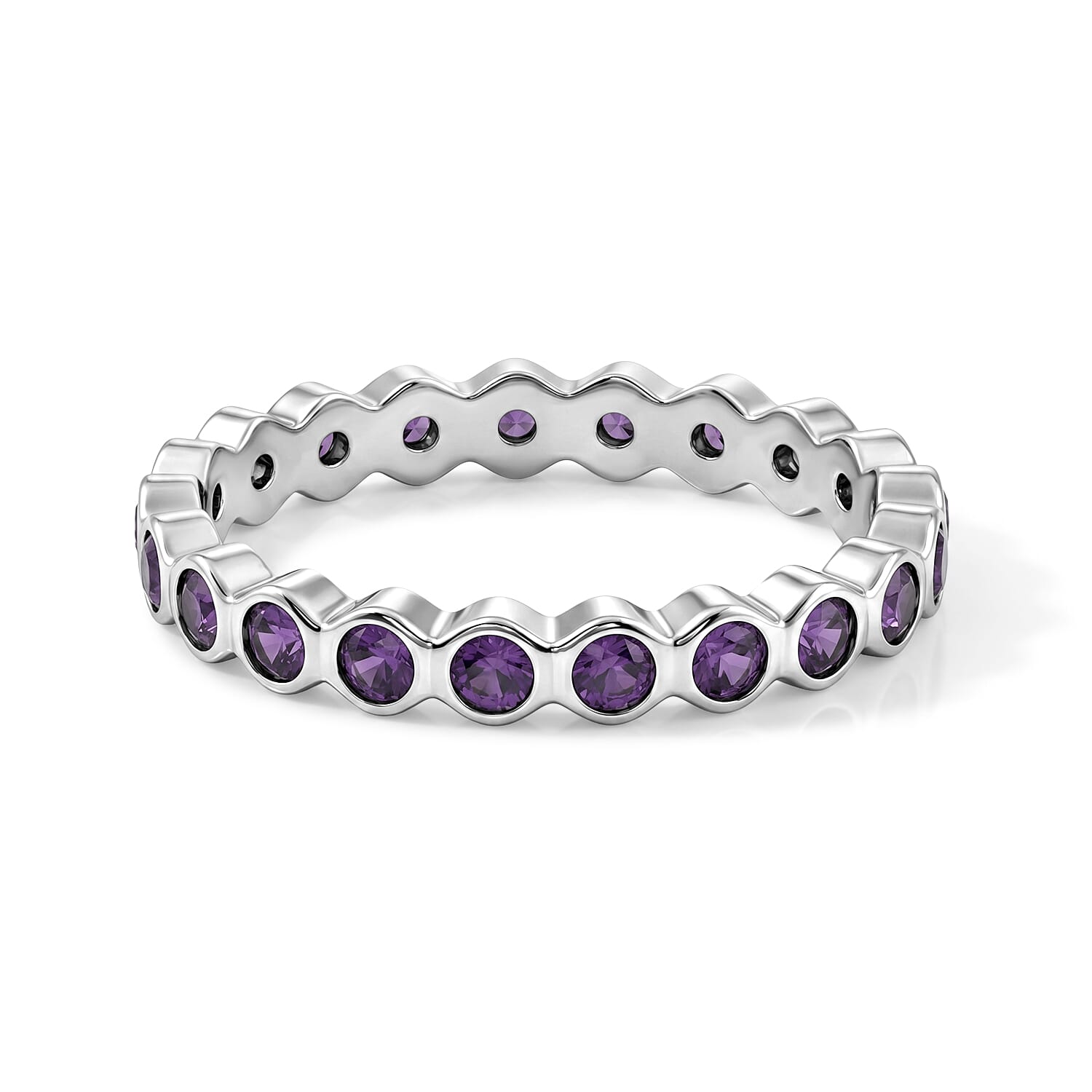 Amethyst 0.35 ctw Eternity Ring in Sterling Silver (Size 7.0)