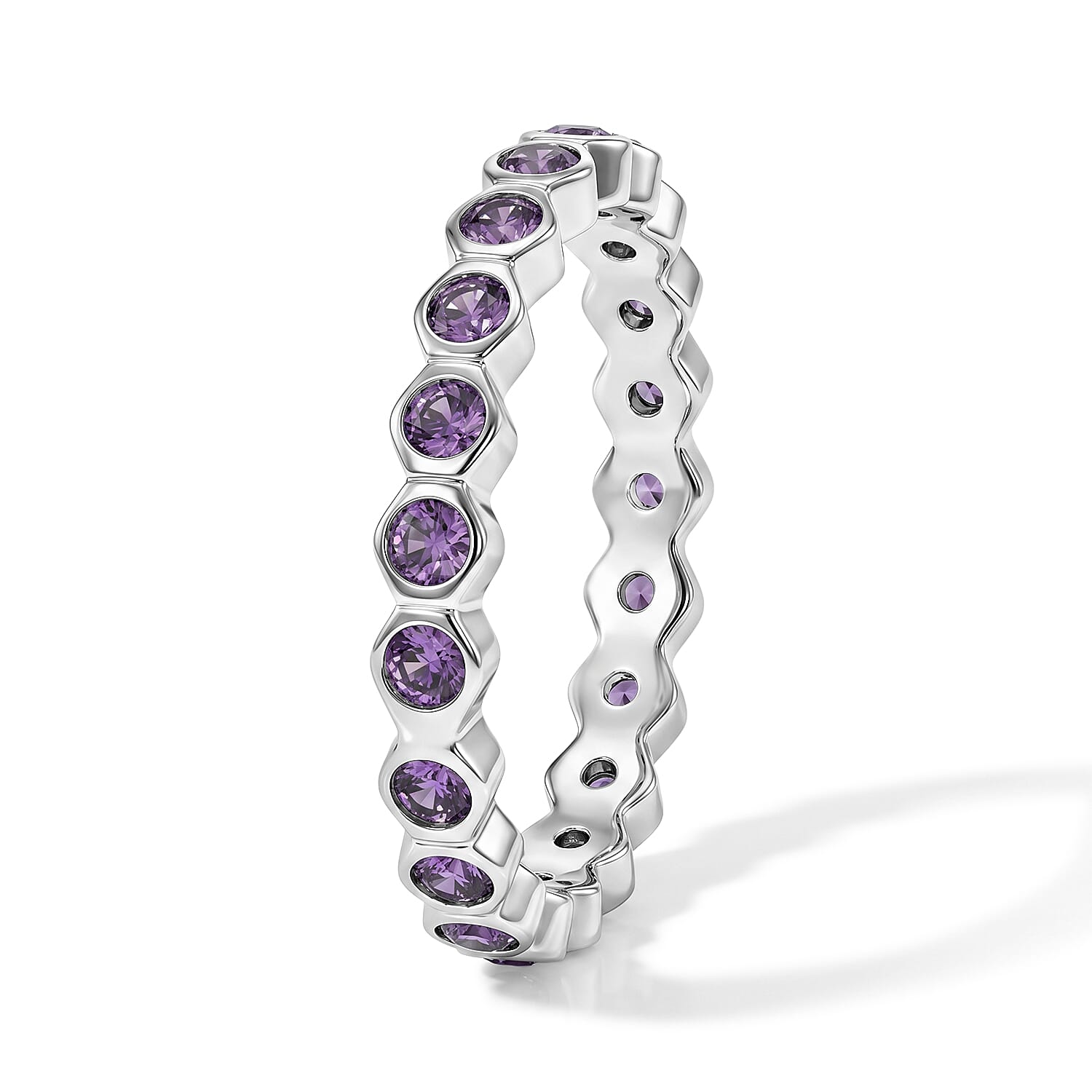 Amethyst 0.35 ctw Eternity Ring in Sterling Silver (Size 7.0)