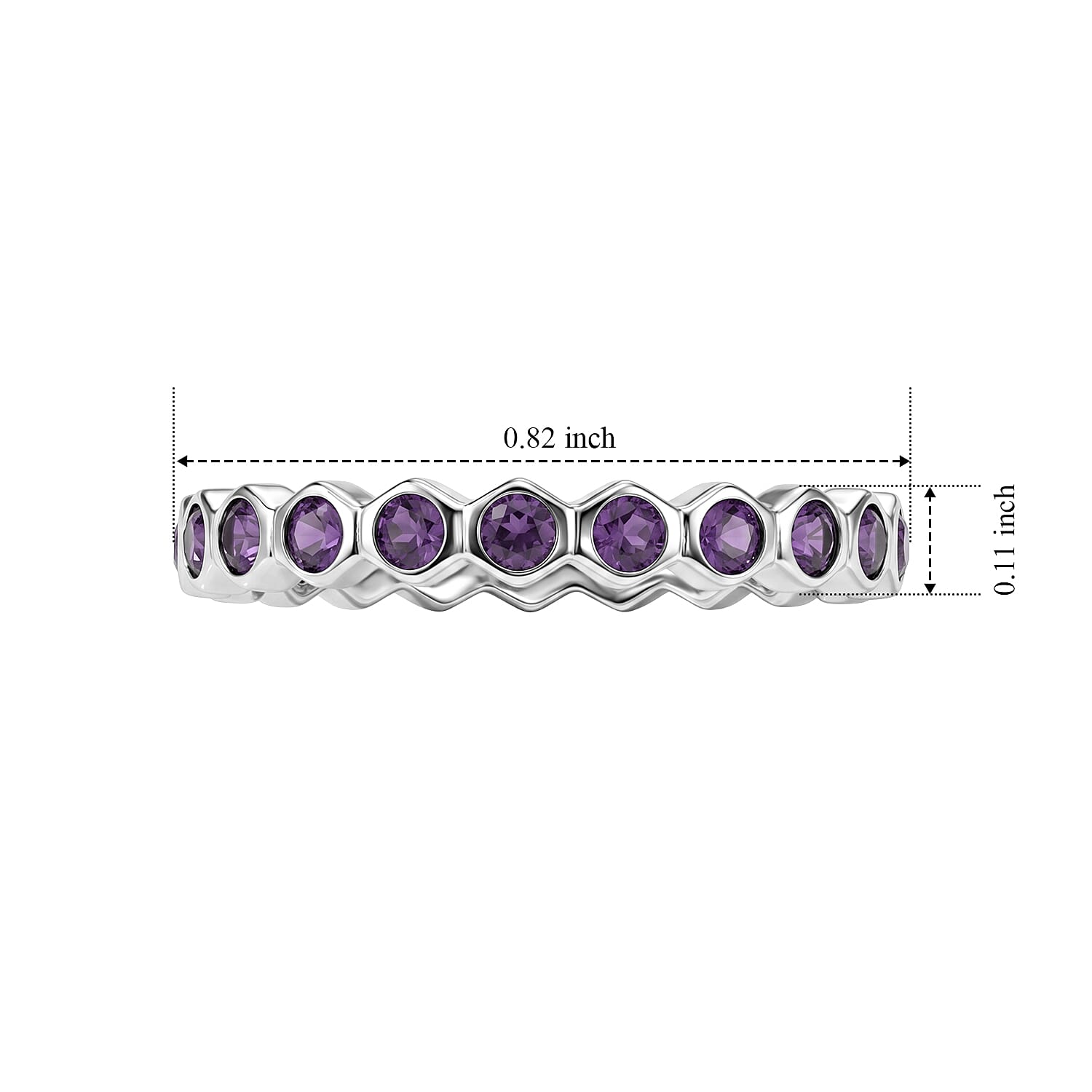 Amethyst 0.35 ctw Eternity Ring in Sterling Silver (Size 7.0)