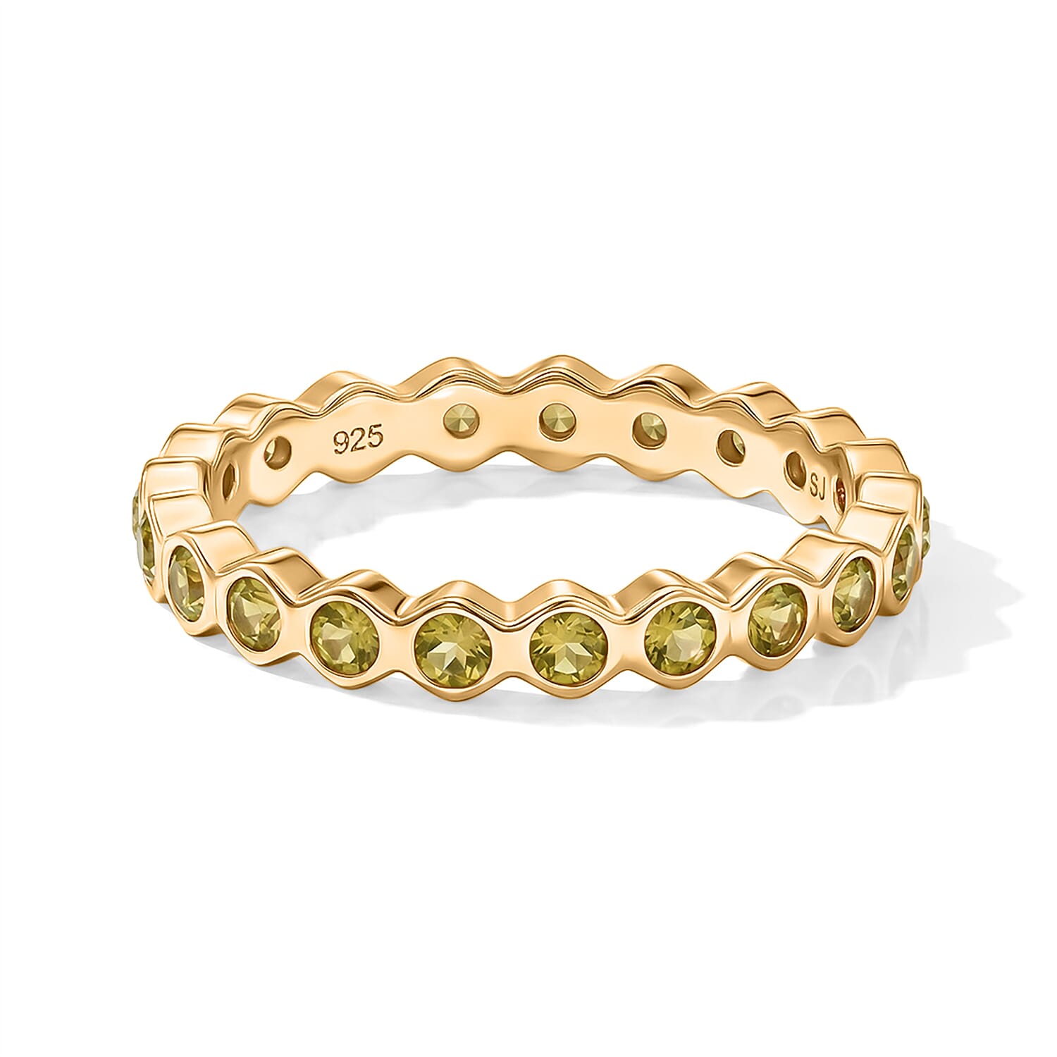 Hebei Peridot 0.35 ctw Eternity Ring in 14K Yellow Gold Over Sterling Silver (Size 7.0) 