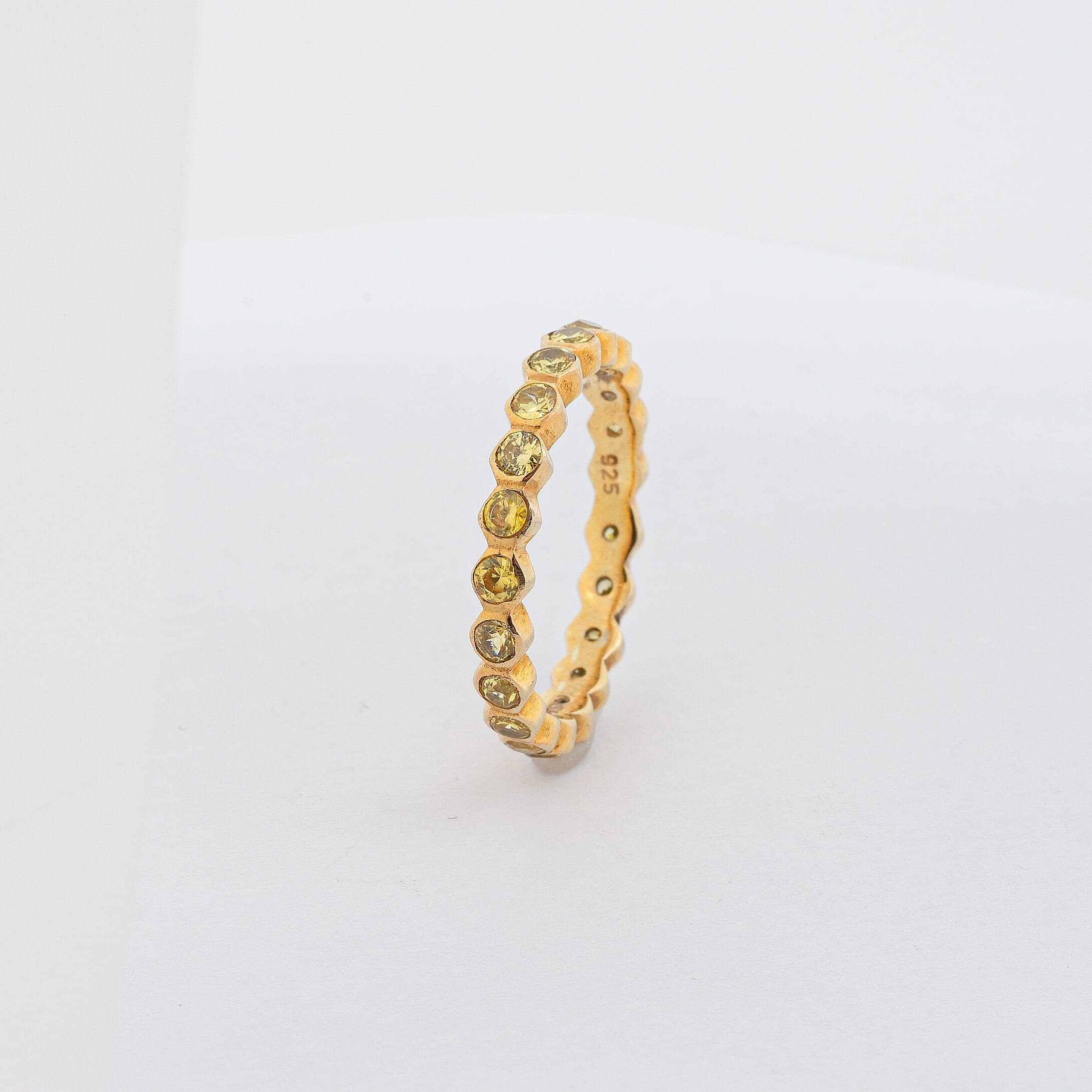 Hebei Peridot 0.35 ctw Eternity Ring in 14K Yellow Gold Over Sterling Silver (Size 7.0) 