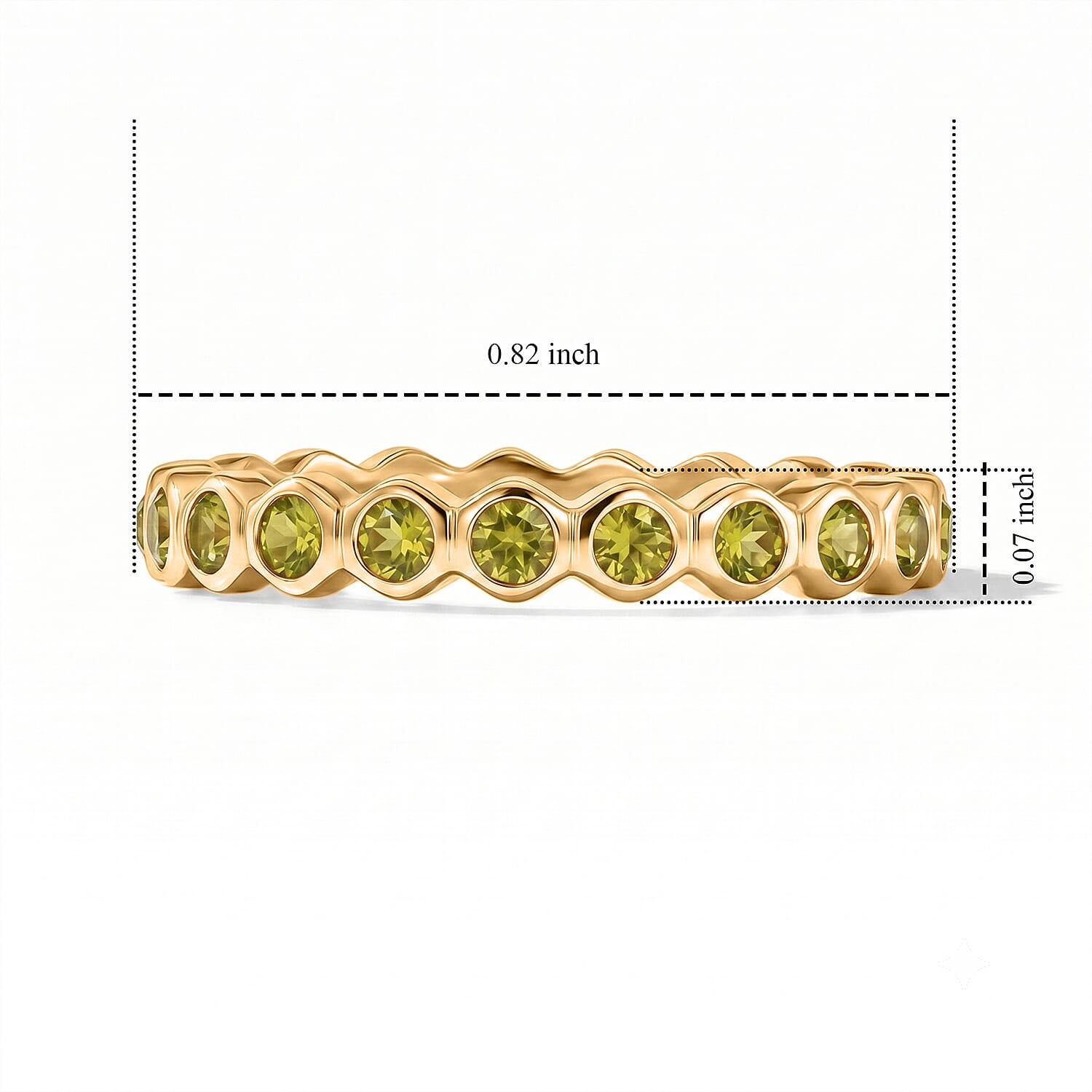 Hebei Peridot 0.35 ctw Eternity Ring in 14K Yellow Gold Over Sterling Silver (Size 7.0) 