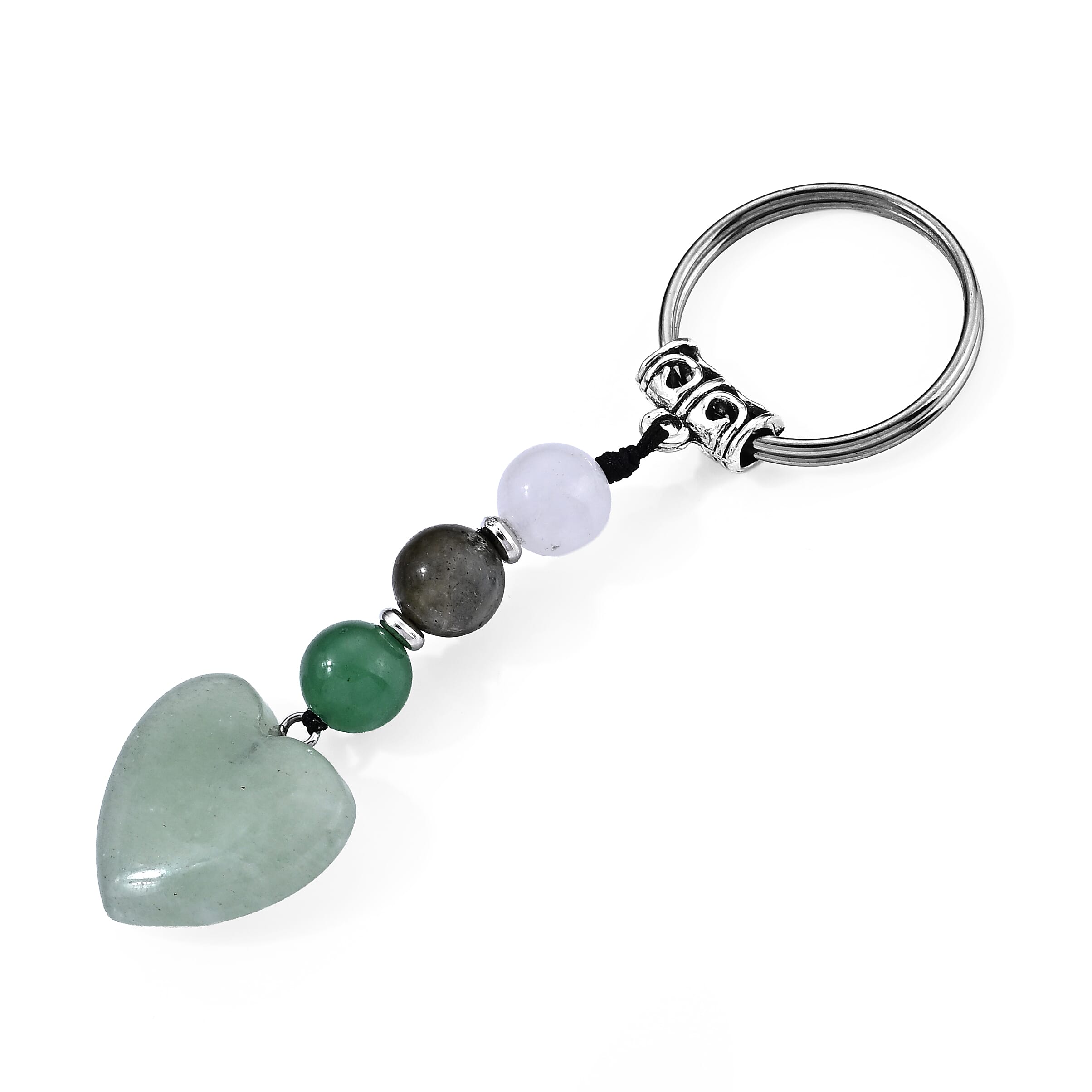 Green Aventurine 25.00 ctw Keychain in Silvertone
