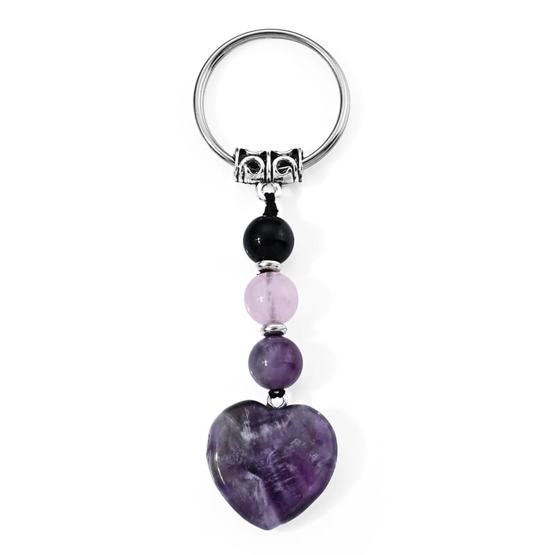 African Amethyst 25.00 ctw Keychain in Silvertone