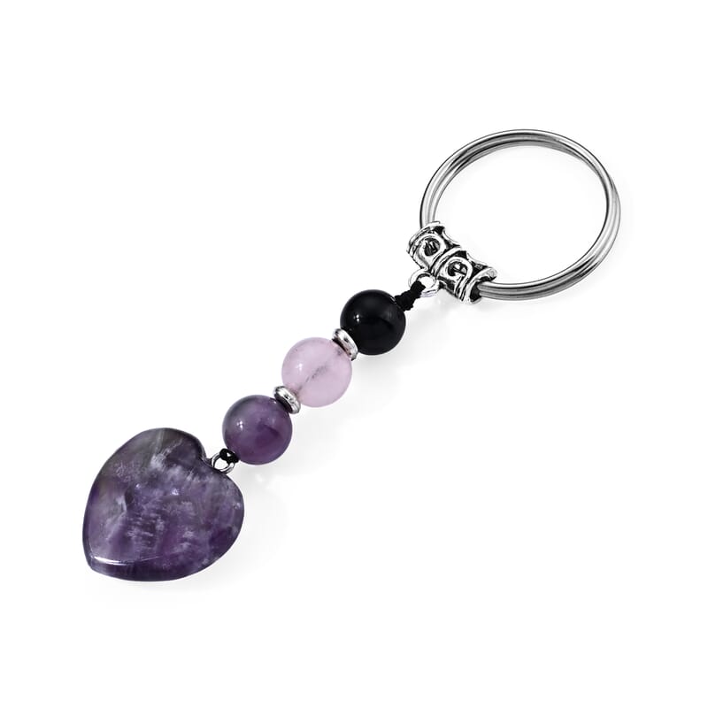 African Amethyst 25.00 ctw Keychain in Silvertone