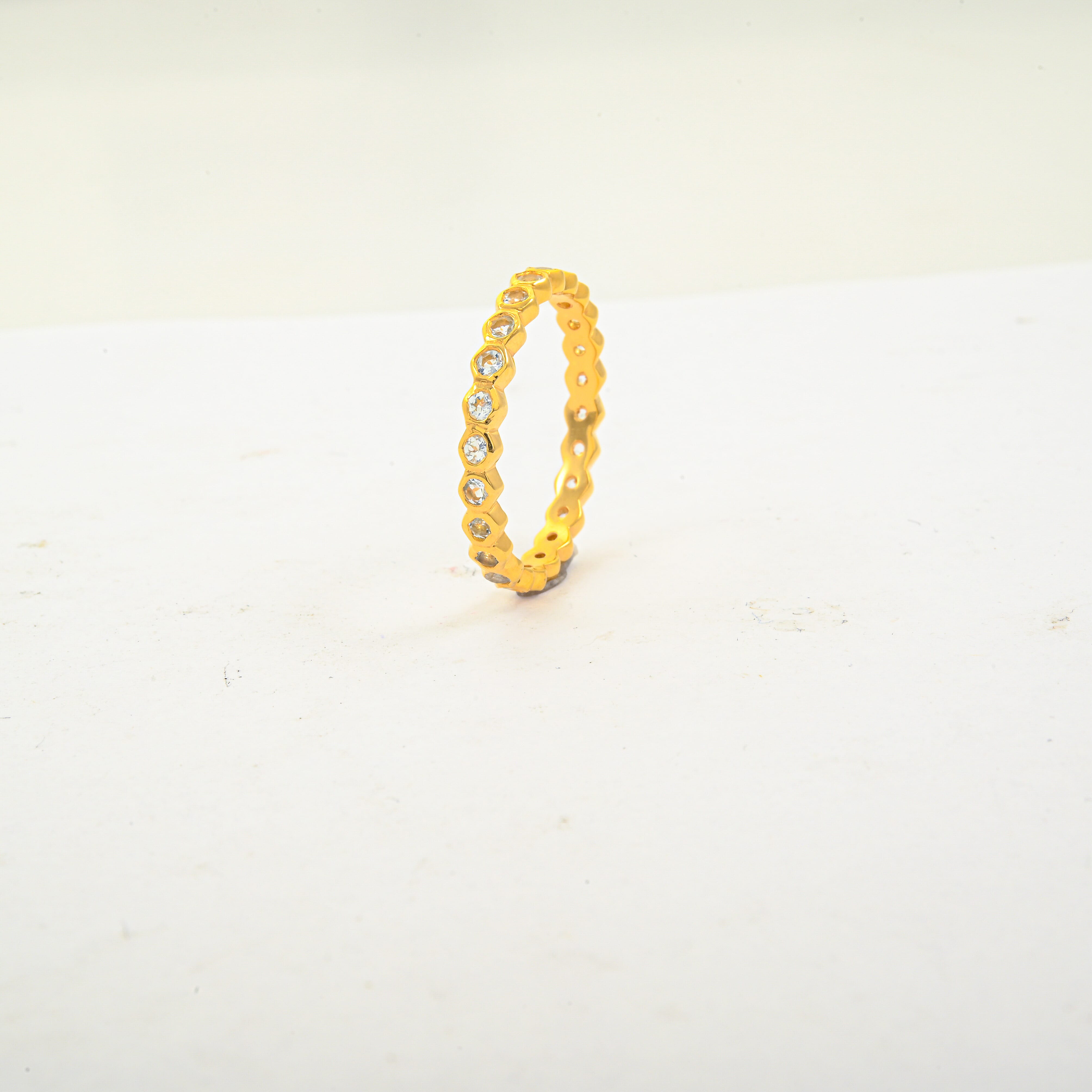 Simulated Diamond Eternity Ring in 14K Yellow Gold Over Sterling Silver (Size 10.0)