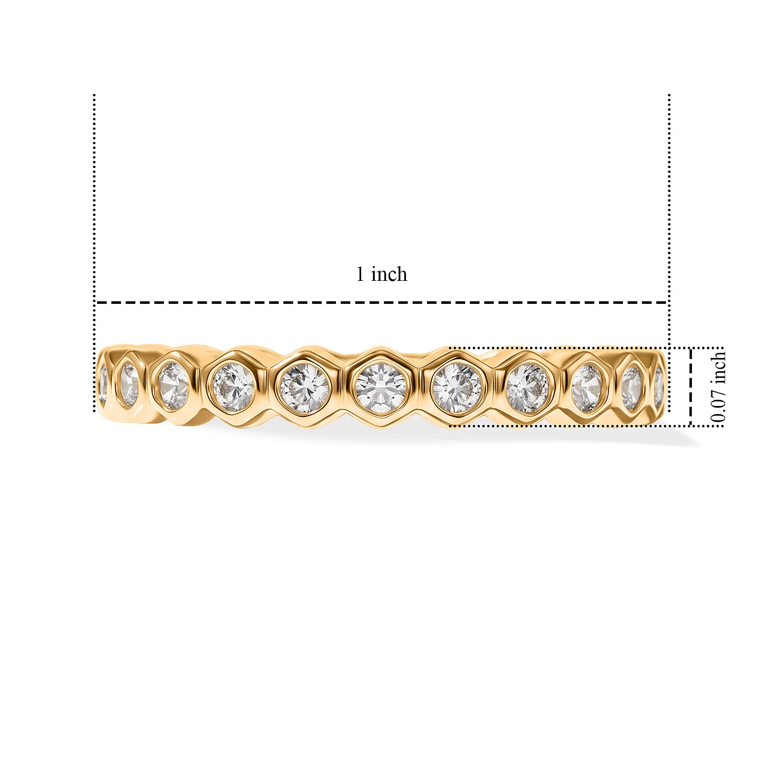 Simulated Diamond Eternity Ring in 14K Yellow Gold Over Sterling Silver (Size 10.0)
