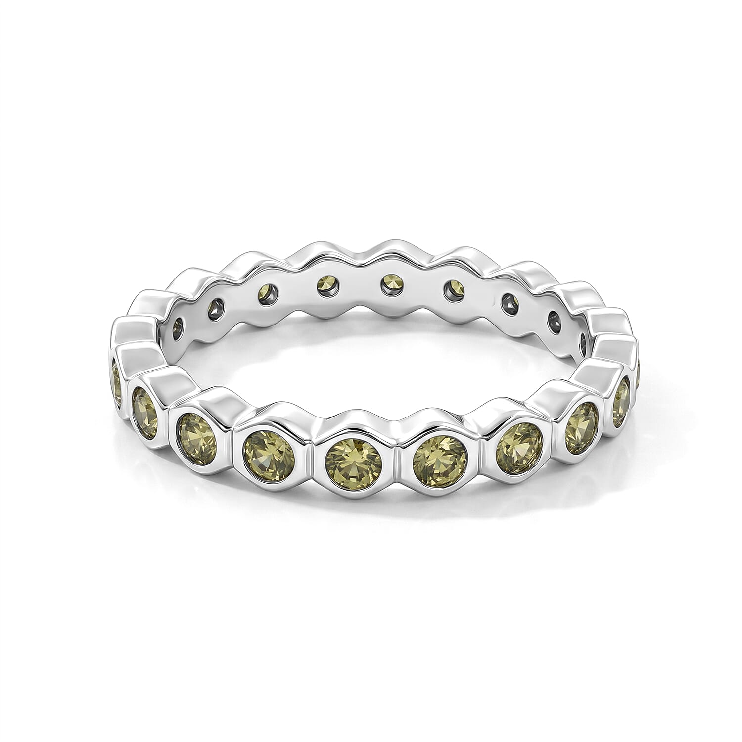 Hebei Peridot 0.35 ctw Eternity Ring in Sterling Silver (Size 7.0)