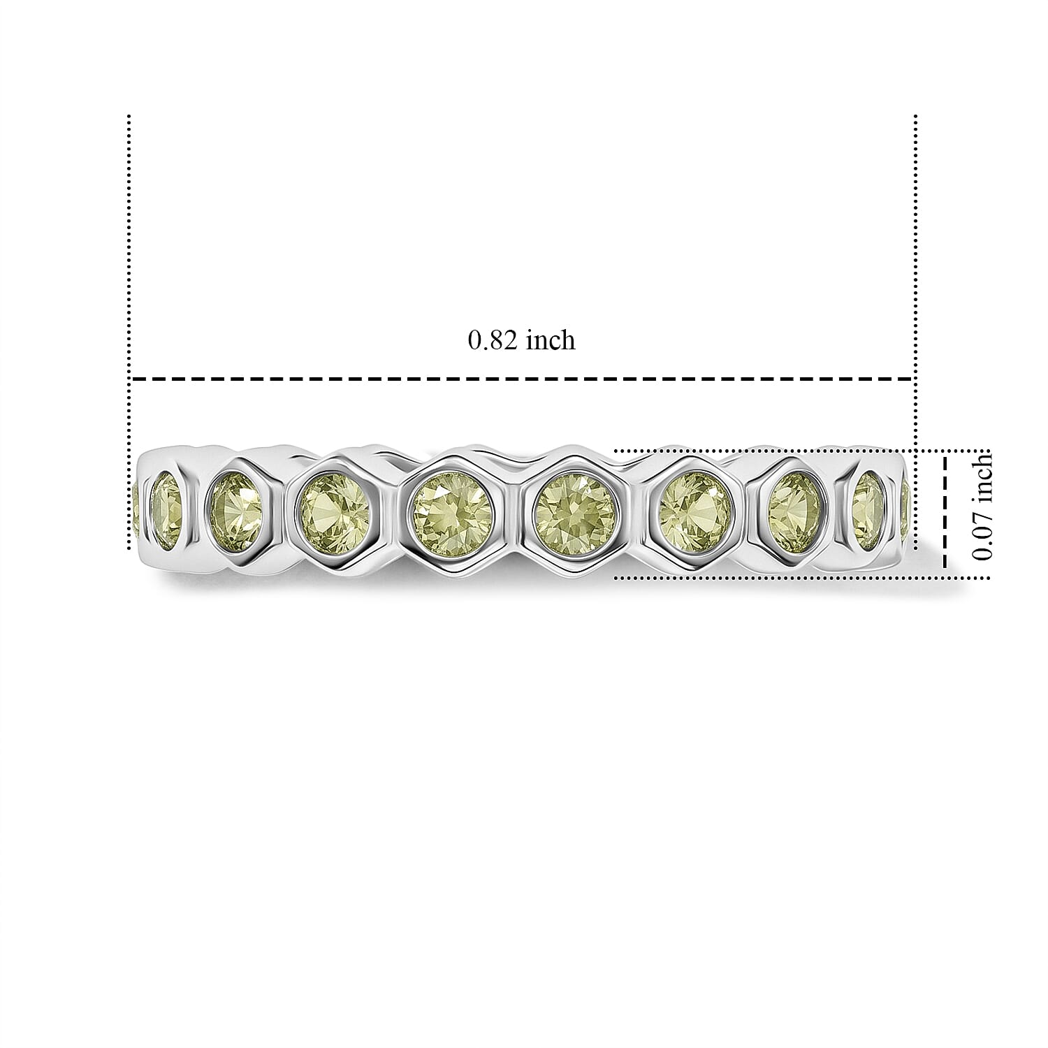 Hebei Peridot 0.35 ctw Eternity Ring in Sterling Silver (Size 7.0)