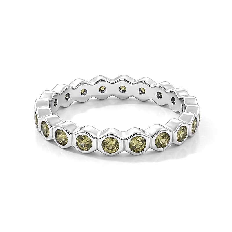 Hebei Peridot 0.35 ctw Eternity Ring in Sterling Silver (Size 9.0)