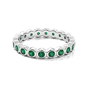 Kagem Zambian Emerald 0.35 ctw Eternity Ring in Sterling Silver (Size 8.0)