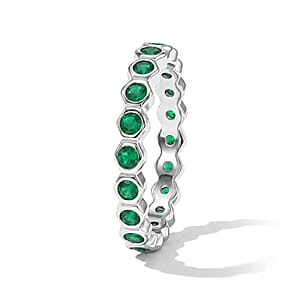 Kagem Zambian Emerald 0.35 ctw Eternity Ring in Sterling Silver (Size 8.0)