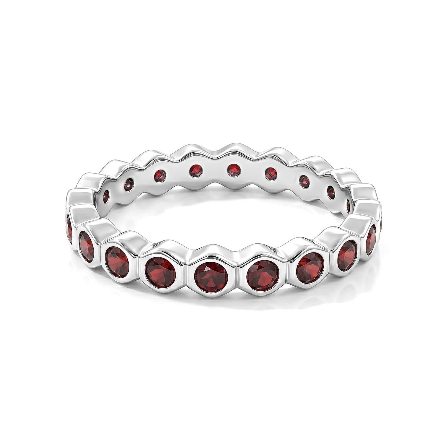 Mozambique Garnet 0.35 ctw Eternity Ring in Sterling Silver (Size 6.0)