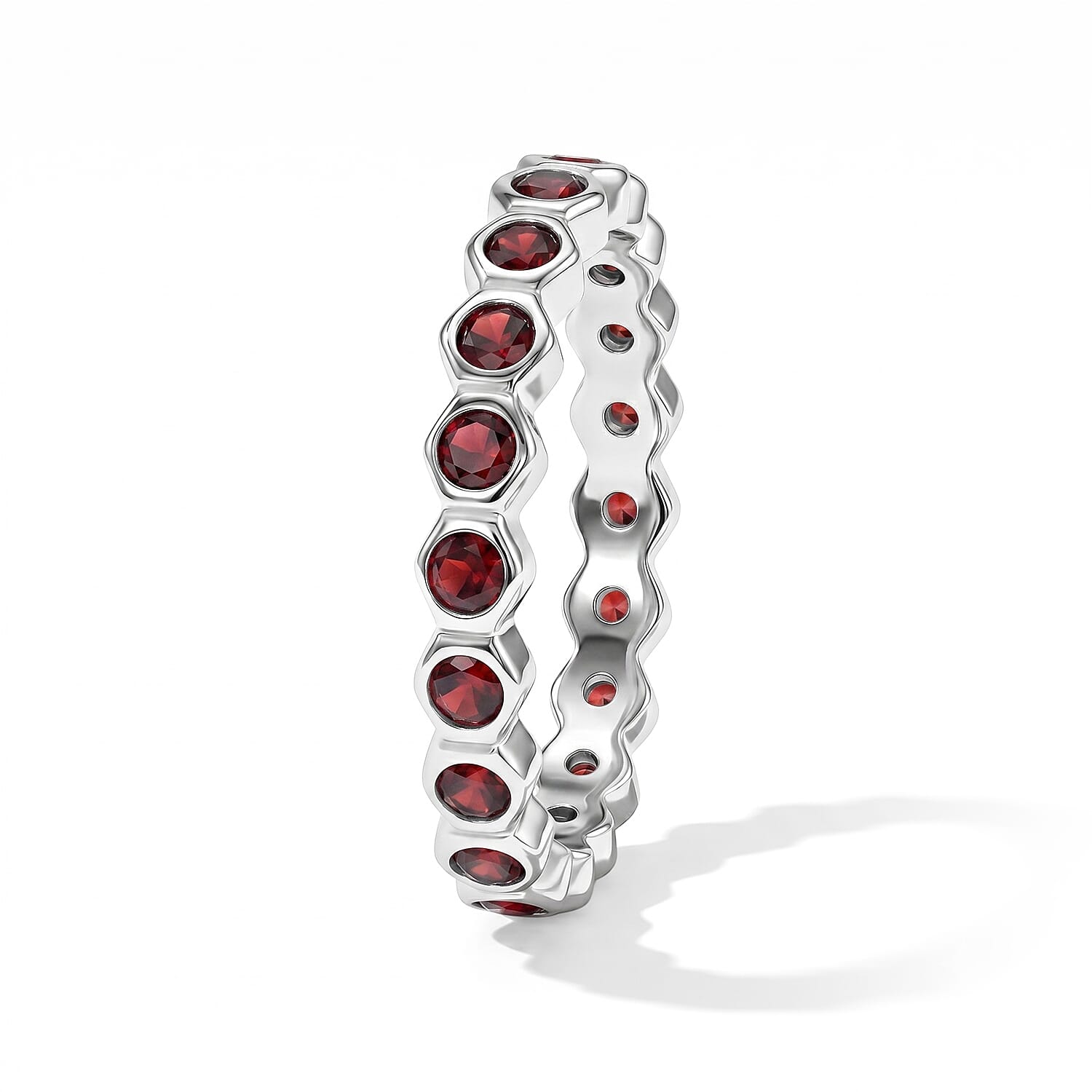 Mozambique Garnet 0.35 ctw Eternity Ring in Sterling Silver (Size 6.0)