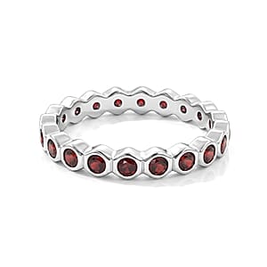 Mozambique Garnet 0.35 ctw Eternity Ring in Sterling Silver (Size 8.0)