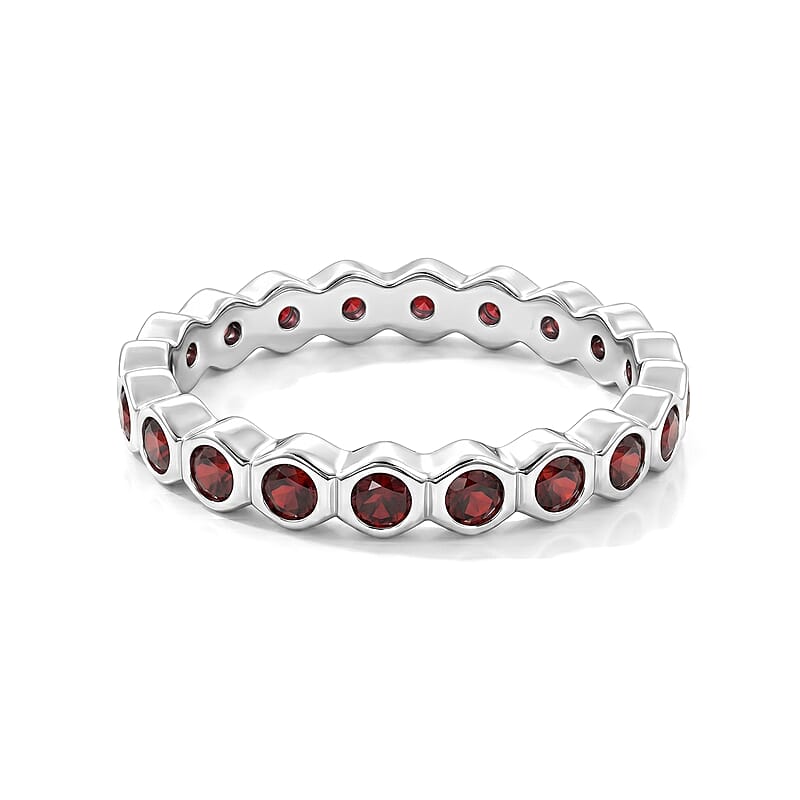 Mozambique Garnet 0.35 ctw Eternity Ring in Sterling Silver (Size 8.0)