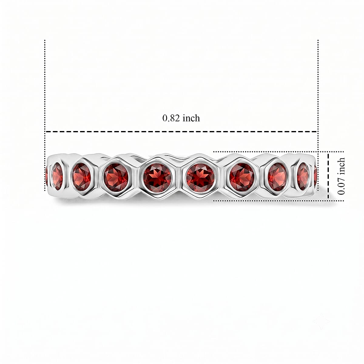 Mozambique Garnet 0.35 ctw Eternity Ring in Sterling Silver (Size 8.0) image number 4