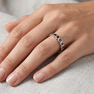 Smoky Quartz 0.35 ctw Eternity Ring in Sterling Silver (Size 5.0)