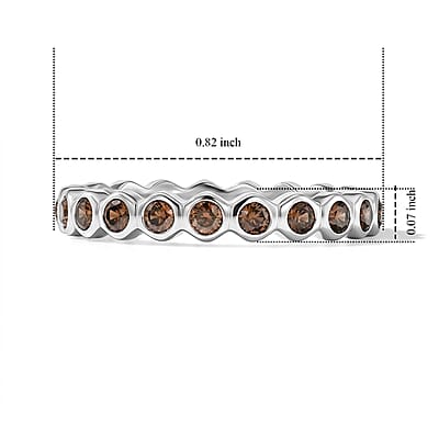 Smoky Quartz 0.35 ctw Eternity Ring in Sterling Silver (Size 5.0)