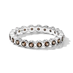 Smoky Quartz 0.35 ctw Eternity Ring in Sterling Silver (Size 7.0)