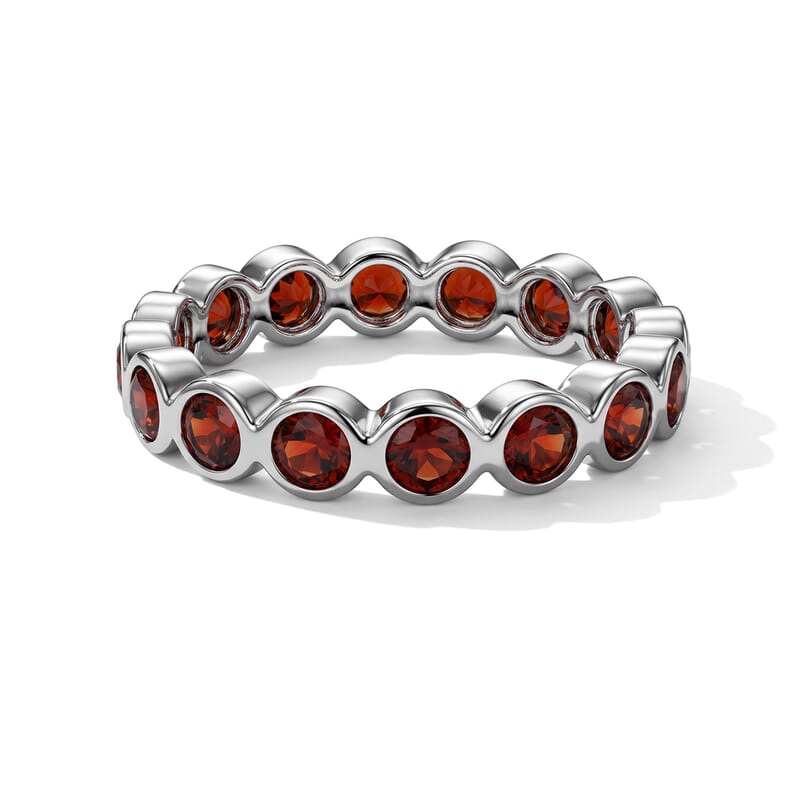 Mozambique Garnet 0.60 ctw Eternity Ring in Sterling Silver (Size 8.0)