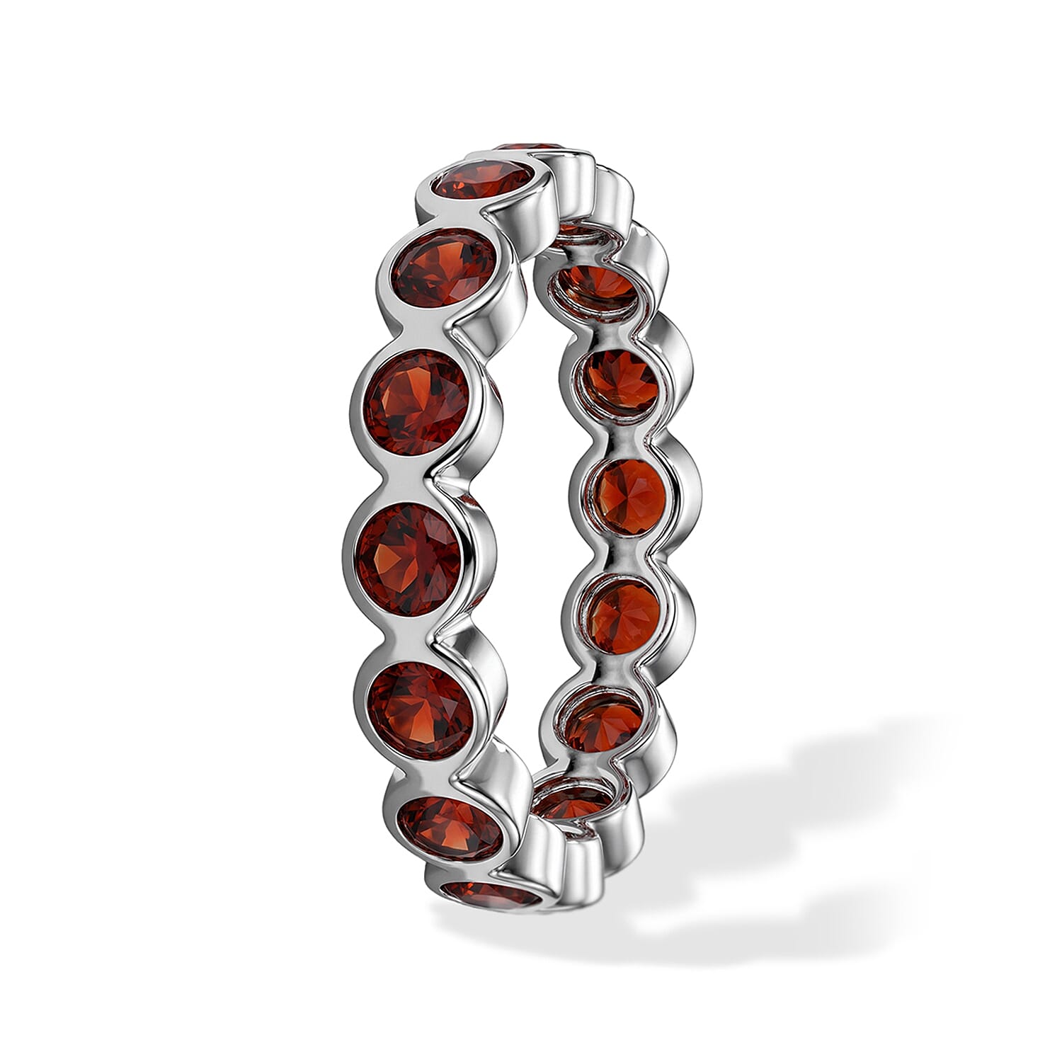 Mozambique Garnet 0.60 ctw Eternity Ring in Sterling Silver (Size 8.0)