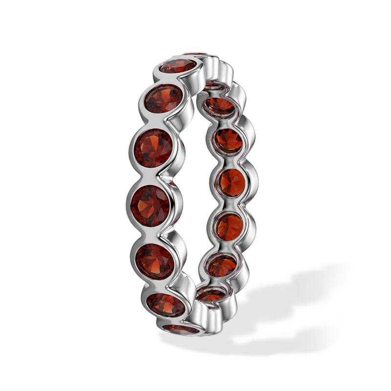 Mozambique Garnet 0.60 ctw Eternity Ring in Sterling Silver (Size 8.0)