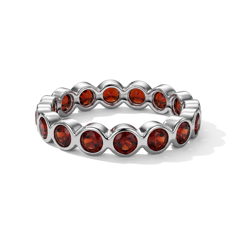 Mozambique Garnet 0.60 ctw Eternity Ring in Sterling Silver (Size 8.0)